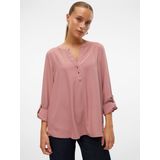 Vmani - Blouse - V-Hals - Lange Mouwen - Knoop Detail - Regular Fit