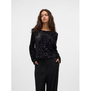 Vmlaila - Top - Pailletten - V-Hals - Lange Mouwen - Strikkoord Sluiting