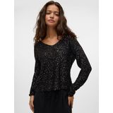 Pullover - V-Hals - Lange Mouwen - Pailletten Detail - Loose Fit