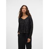 Pullover - V-Hals - Lange Mouwen - Pailletten Detail - Loose Fit