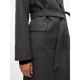 Vmpopnoelle - Tussenjas - Lang - Gespreide Kraag - Riemsluiting - Volledig Gevoerd