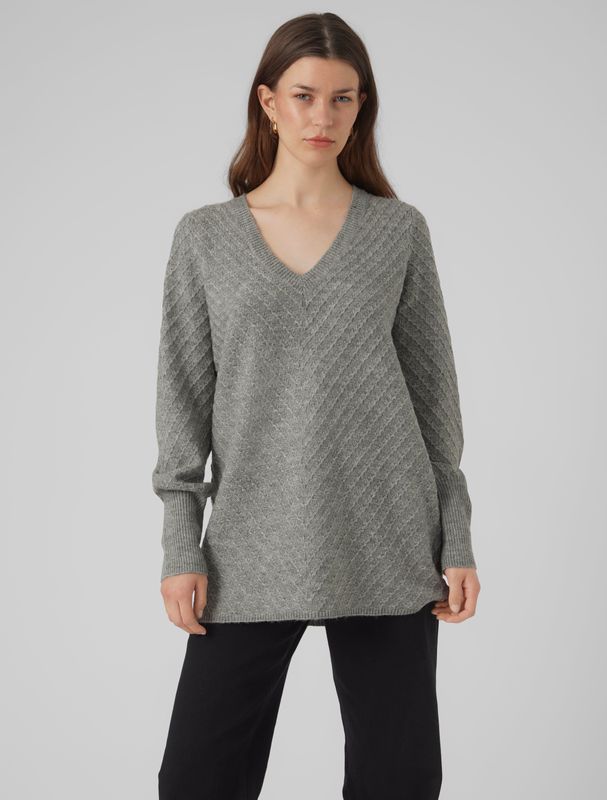 Vmanjastinna - Gebreide Pullover - V-Hals - Lange Mouwen - Ballonmouwen