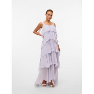 Vmfelicia - Lange Jurk - Blauw - V-Hals - Mouwloos - Verstelbare Bandjes