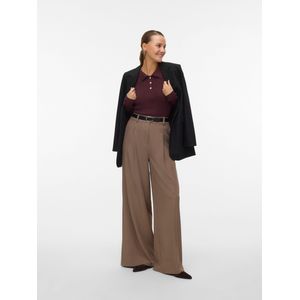 Vmsilla - Gebreide Pullover - Lange Mouwen - Polo Hals - Parel Versiering - Rib Fit