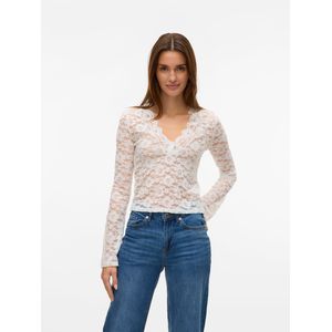 Vmdea - Top - V-Hals - Lange Mouwen - Kanten Detail - Tight Fit