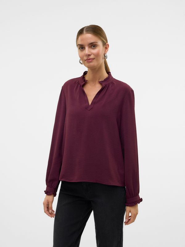 Top - Hoge Hals - Lange Mouwen - Ruches - Regular Fit