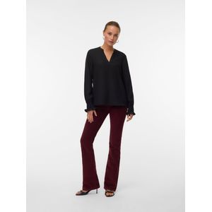 Blouse - V-Hals - Lange Mouwen - Gesmokte Mouwuiteinden - Regular Fit