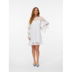 Vmceline - Korte Jurk - Cocktailjurk - O-hals - Lange Mouwen - Ruches