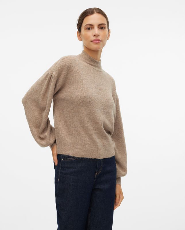 Vmnewrubellefile - Gebreide Pullover - Hoge Hals - Lange Mouwen - Ballonmouwen