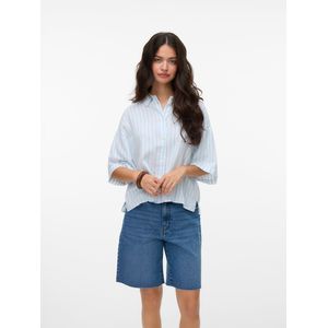 Vero Moda - Vmlinn 2/4 Short Shirt - Snow White Olga Blue - Shirt