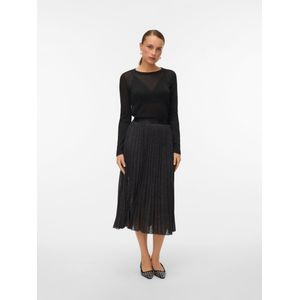 Vero Moda - VMHENLEY MW 7/8 SKIRT JRS BTQ - Plissérok - Zwart - Silver Lurex