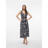 Vmjosie - Lange Jurk - V-Hals - Mouwloos - Enkel Lengte - Regular Fit - Strik Detail - Ruches