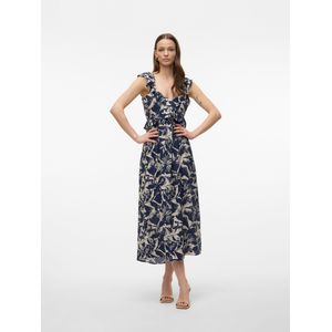 Vmjosie - Lange Jurk - V-Hals - Mouwloos - Enkel Lengte - Regular Fit - Strik Detail - Ruches