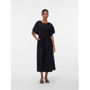 Vmasta - Midi-jurk - Zwart - Maxi Lengte - Korte Mouwen