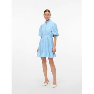 Awclover - Korte Jurk - Hoge Hals - 2/4 Mouwen - Ballonmouwen - Kanten Detail