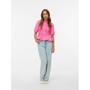 Vmemery - Top - O-hals - 2/4 Mouwen - Volumineuze Mouwen - Knoopsluiting - Tight Fit