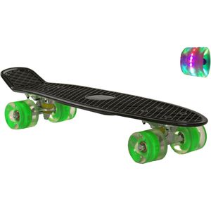 Sajan - Skateboard - LED Wielen - Penny board - Zwart-Groen - 22.5 inch - 56cm