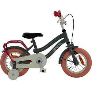 2Cycle Pretty - Kinderfiets - 12 inch - Grijs-Roze - Meisjesfiets - 12 inch fiets kinderfiets