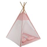 Speeltent - Tipi Tent - Met Grondkleed & Kussens - Speelhuisje - Tent voor kinderen - Roze-Wit