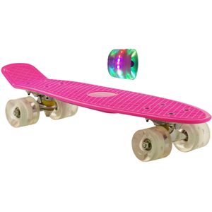 Sajan - Skateboard - LED Wielen - Penny board - Roze - 22.5 inch - 56cm