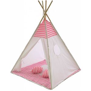 Speeltent - Tipi Tent - Met Grondkleed & Kussens - Speelhuisje - Tent voor kinderen - Roze