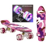 Sajan - Skateboard - LED - Penny board - Camouflage Paars - 22.5 inch - 56cm - Skateboard met Verlichting