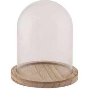 Maritiem (strand Artikelen) - Stolp Glas Met Houten Bodem Ø Transparant - Breed 12.5cm Hoog 17cm