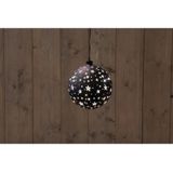 Kerstverlichting - B.o. Glas Bal Zwart Met Sterren / Led Warm Wit - 2xaaa - Hoog 15cm