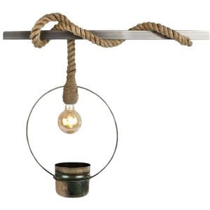 Lampen - Hanglamp Rond "luca" Oud Groen Metaa - Breed 36cm Diep 30cm Hoog 11cm