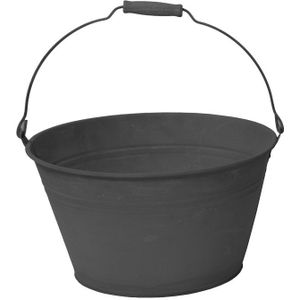 Zink Artikelen - Zinc Vintage Black Low Bucket - Breed 27cm Diep 27cm Hoog 15cm