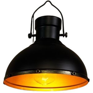 Lampen - Solar Retro Lampenkap Zwart/gou - Breed 23cm Hoog 20cm