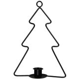 Kerstdecoraties - Pc. 1 Metal Candle Holder/hanger Tree Black - Hoog 26cm