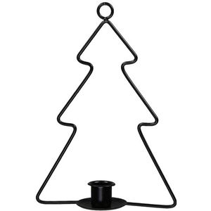 Kerstdecoraties - Pc. 1 Metal Candle Holder/hanger Tree Black - Hoog 26cm