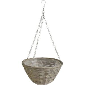 Rieten Manden Verschillende Vormen - Hanging Basket Riet Grey Wash Cm - Breed 32cm Diep 32cm Hoog 17cm