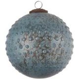 Overige Kerstballen - Kerstbal Glas Stip Blauw - Cm - Breed 15cm Diep 15cm