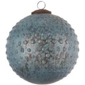 Overige Kerstballen - Kerstbal Glas Stip Blauw - Cm - Breed 15cm Diep 15cm