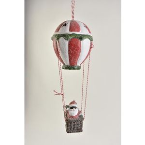 Kerstfiguren - Kerstman In Luchtballon - Breed 17cm Hoog 11cm
