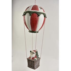 Kerstfiguren - Kerstman In Luchtballon - Breed 26cm Hoog 18cm