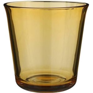 Glazen Vazen En Flessen - Troj Pot Glas Oker - Xcm - Breed 14cm Diep 14cm Hoog 14cm