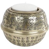 Sfeerlichten - Theelichth "duo" L Goud Metaa - Breed 12cm Diep 12cm Hoog 9cm