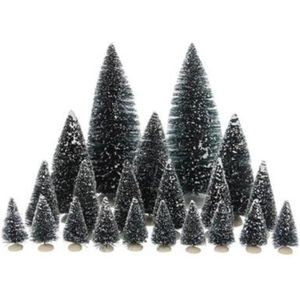 Kunst Kerstbomen - Borstel Boom - Willekeurige Verrassing Uit Verschillende - 21 Stuks - H22xd8cm