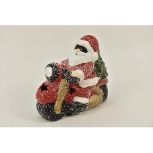 Kerstfiguren - Kerstman Op Scooter Le - Breed 14cm Hoog 12cm