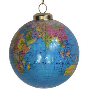 Kersthangers - Ornament Globe Plastic Blue - Hoog 8cm