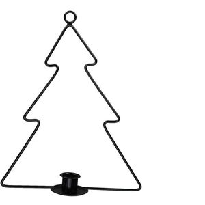 Kerstdecoraties - Pc. 1 Metal Candle Holder/hanger Tree Black - Hoog 22cm
