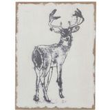 Kerstdecoraties - Print Deer Linen Multi - Breed 58cm Diep 78cm Hoog 2.5cm