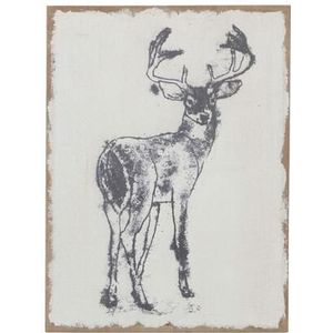 Kerstdecoraties - Print Deer Linen Multi - Breed 58cm Diep 78cm Hoog 2.5cm