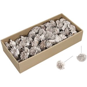 Kerststekers - Box 70 Cedar Rose/wire White Wash - Hoog 10cm
