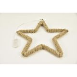 Kerstverlichting - Jute Touw Ster Met 15 Led - Breed 25cm Hoog 1.5cm