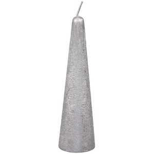 Kaarsen - Pc. 1 Cone Candle Metallic 14 Hrs. Silver 41x150mm