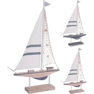 Maritiem (strand Artikelen) - Zeilboot Hout 42x8x62cm - Willekeurige Verrassing Uit 2 Verschillende - Orite